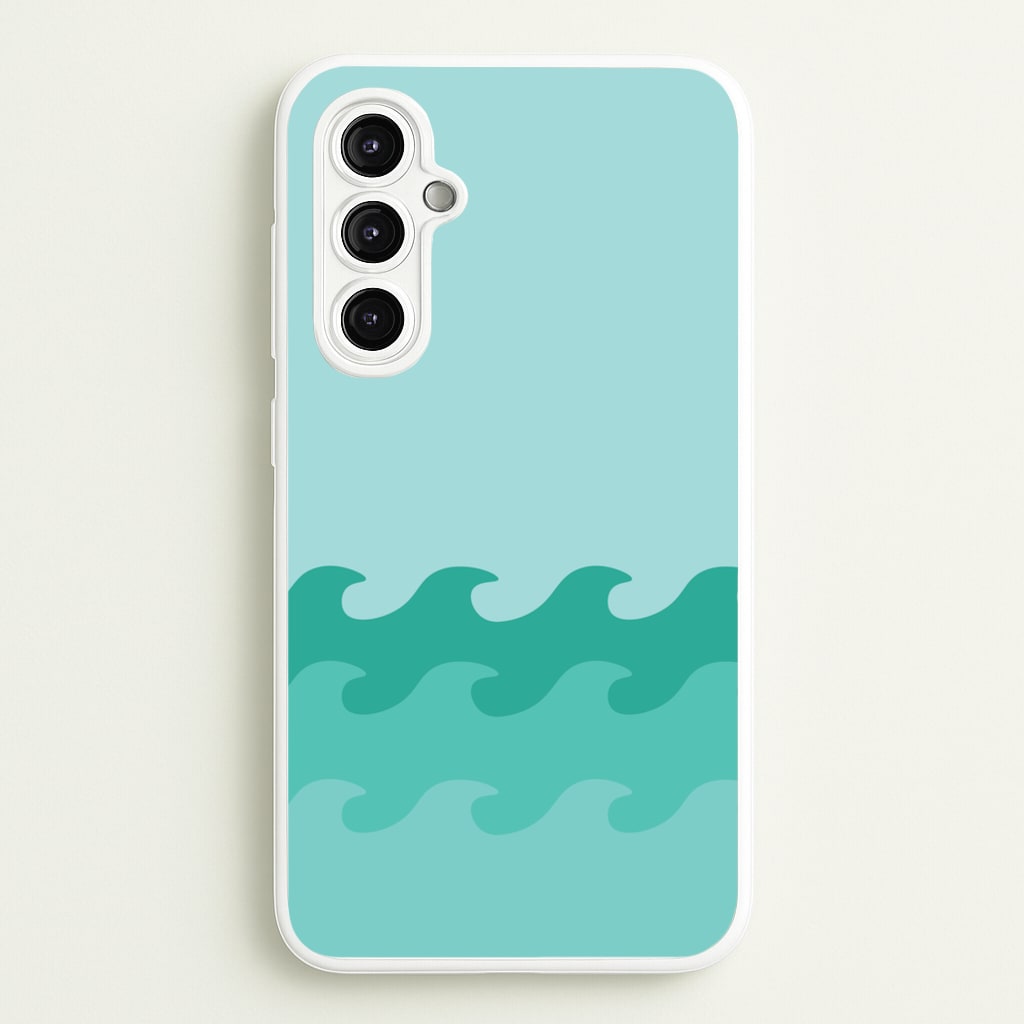 Cyan Beach Waves Pattern - Summer Phone Case for Galaxy A14