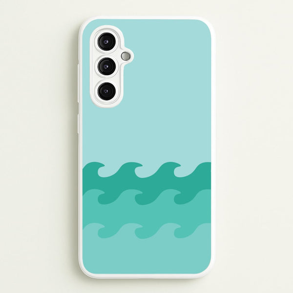 Cyan Beach Waves Pattern - Summer Phone Case for Galaxy A14