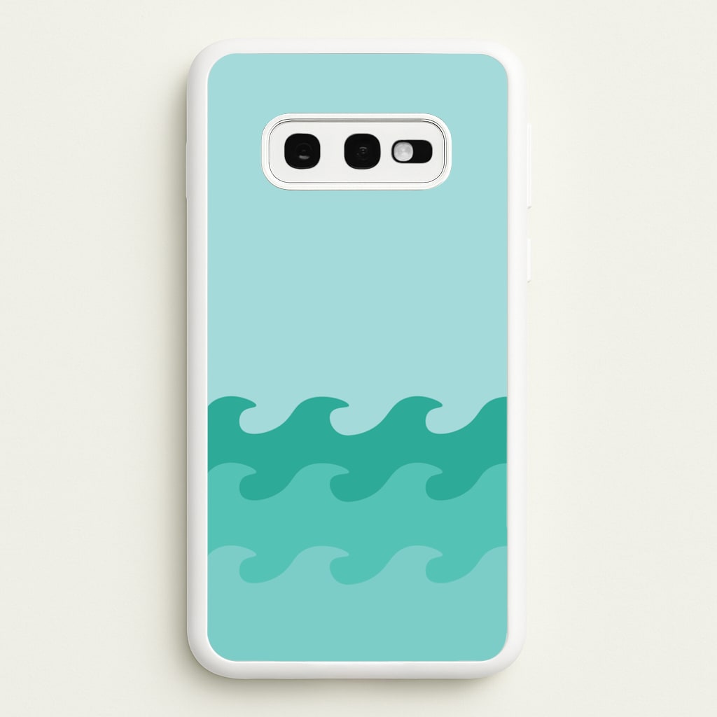 Cyan Beach Waves Pattern - Summer Phone Case for Galaxy S10e