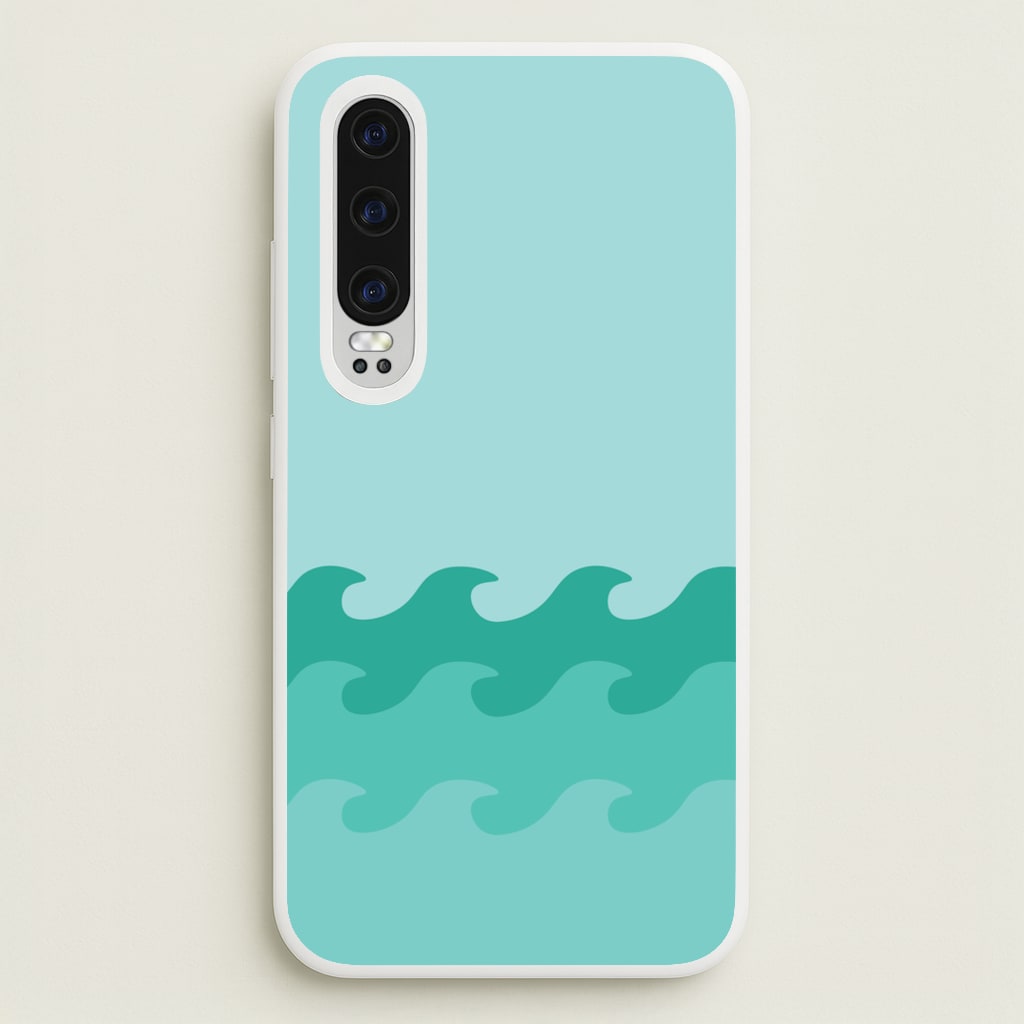 Cyan Beach Waves Pattern - Summer Phone Case for Huawei P30