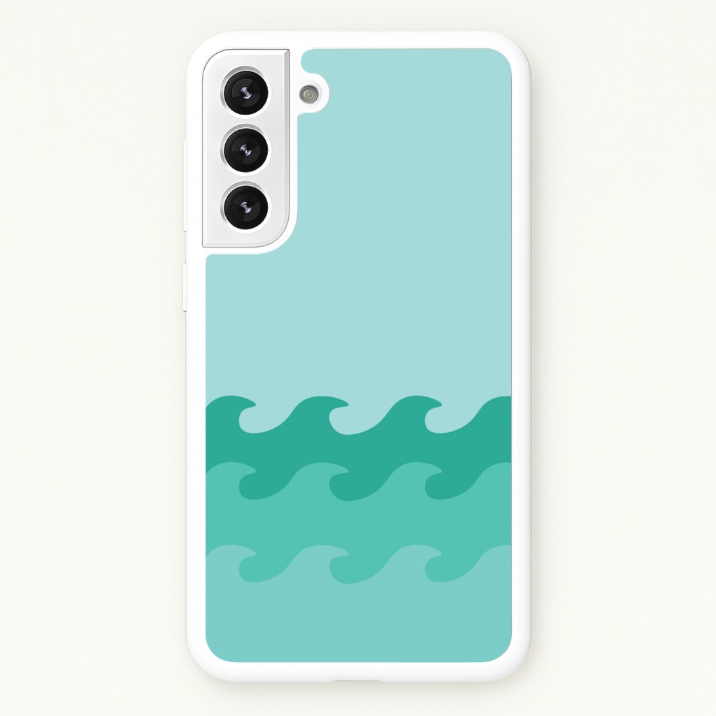 Cyan Beach Waves Pattern - Summer Phone Case for Galaxy S22