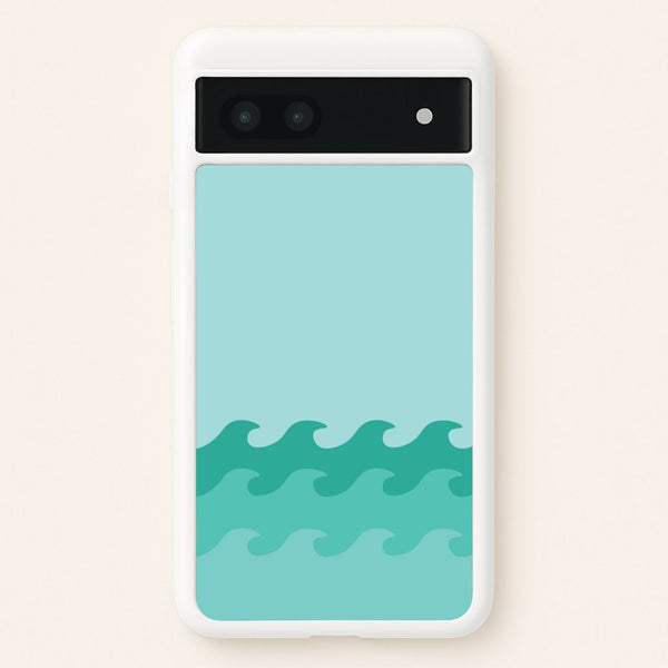 Cyan Beach Waves Pattern - Summer Phone Case for Google Pixel 6a