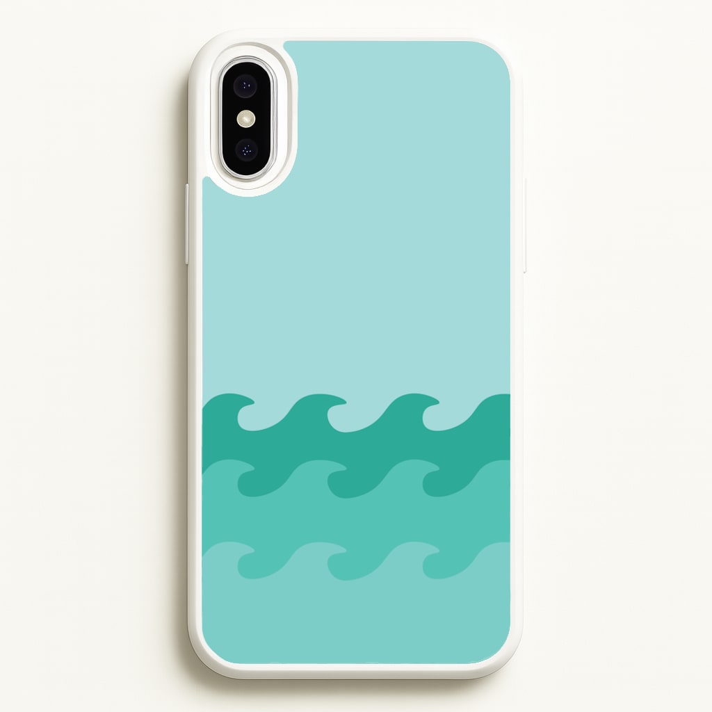 Cyan Beach Waves Pattern - Summer Phone Case for iPhone XS Max