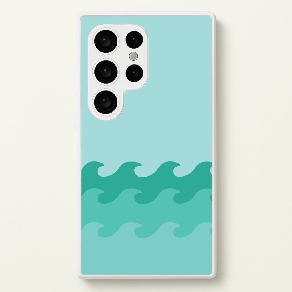 Cyan Beach Waves Pattern - Summer Phone Case for Galaxy S24 Ultra