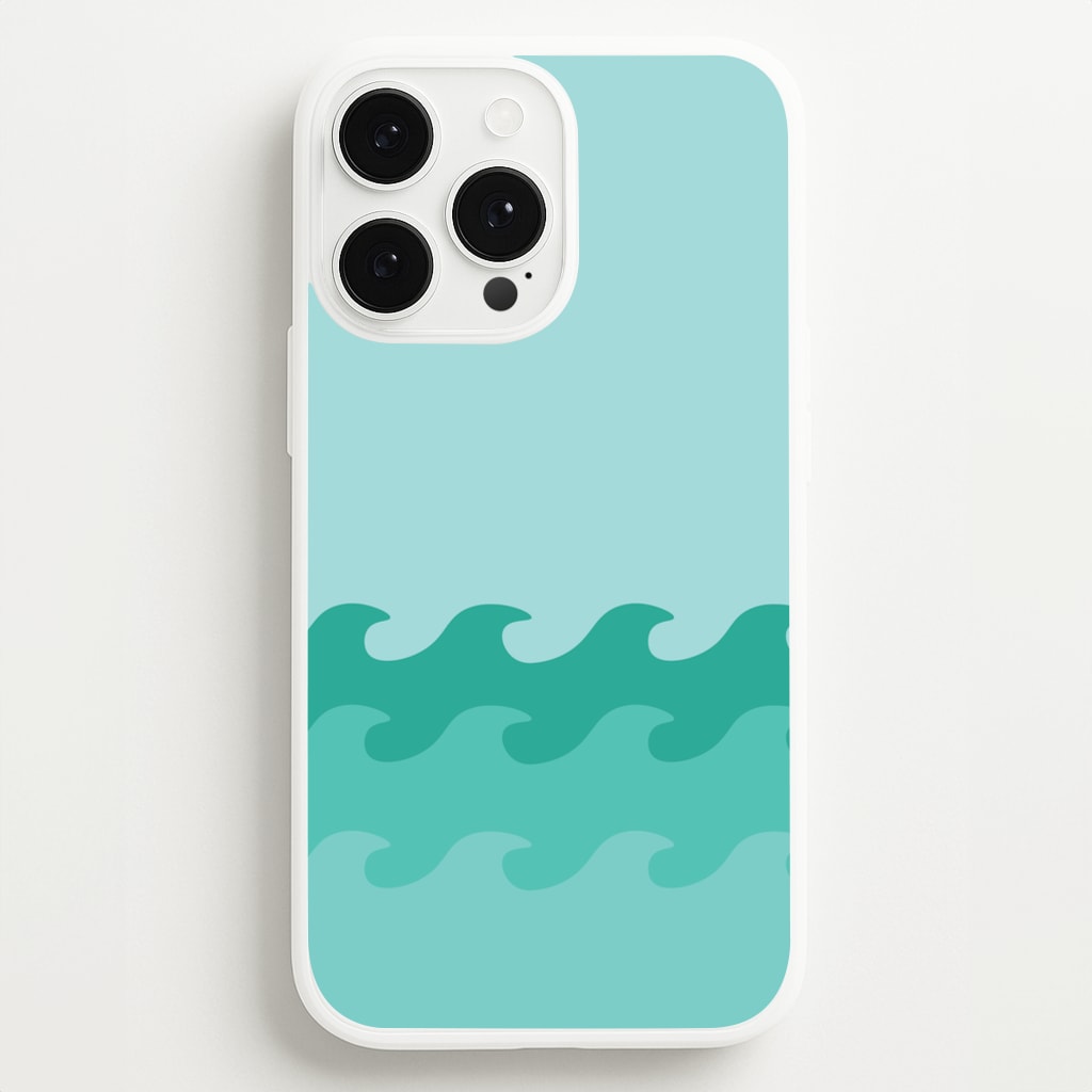 Cyan Beach Waves Pattern - Summer Phone Case for iPhone 13 Pro Max