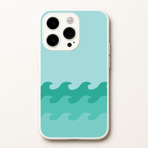 Cyan Beach Waves Pattern - Summer Phone Case for iPhone 15 Pro