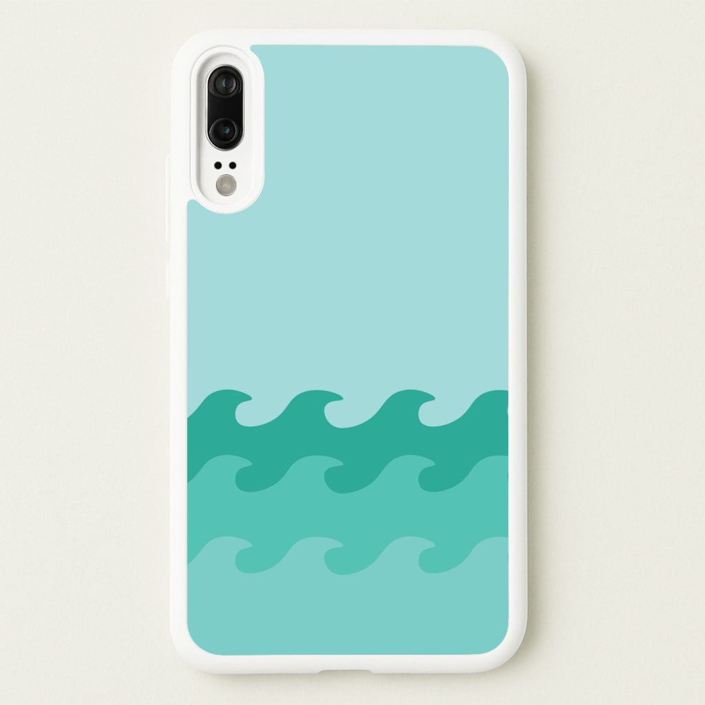 Cyan Beach Waves Pattern - Summer Phone Case for Huawei P20