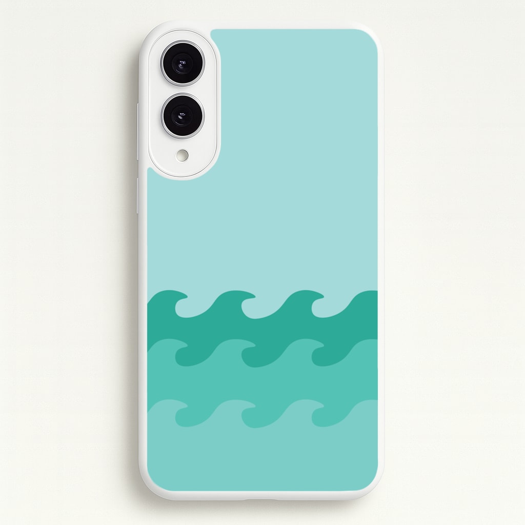 Cyan Beach Waves Pattern - Summer Phone Case for Galaxy S25 Edge