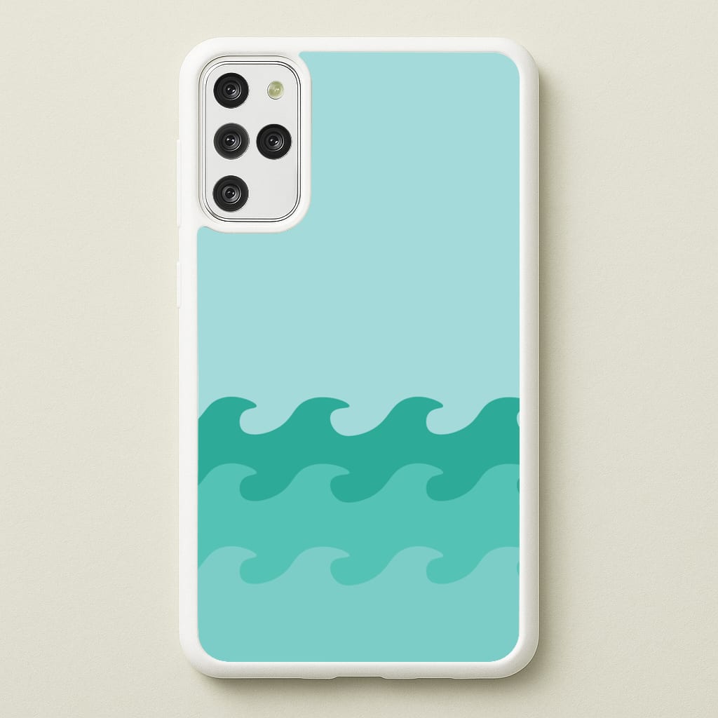 Cyan Beach Waves Pattern - Summer Phone Case for Galaxy S20 Plus
