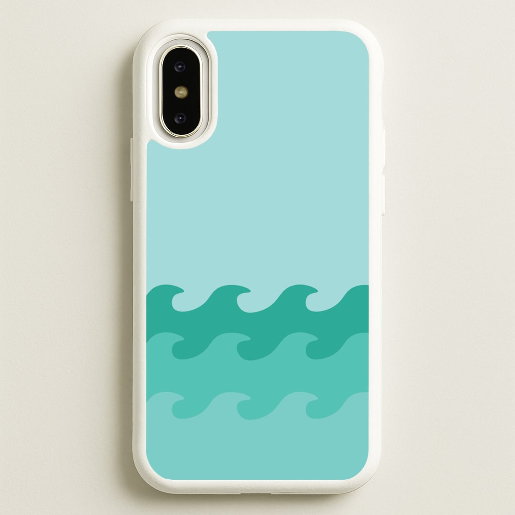 Cyan Beach Waves Pattern - Summer Phone Case for iPhone X / XS