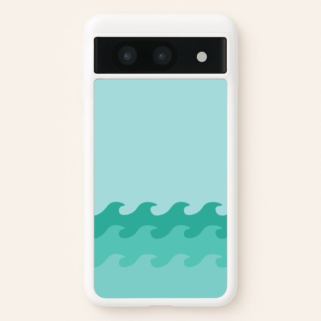 Cyan Beach Waves Pattern - Summer Phone Case for Google Pixel 8a