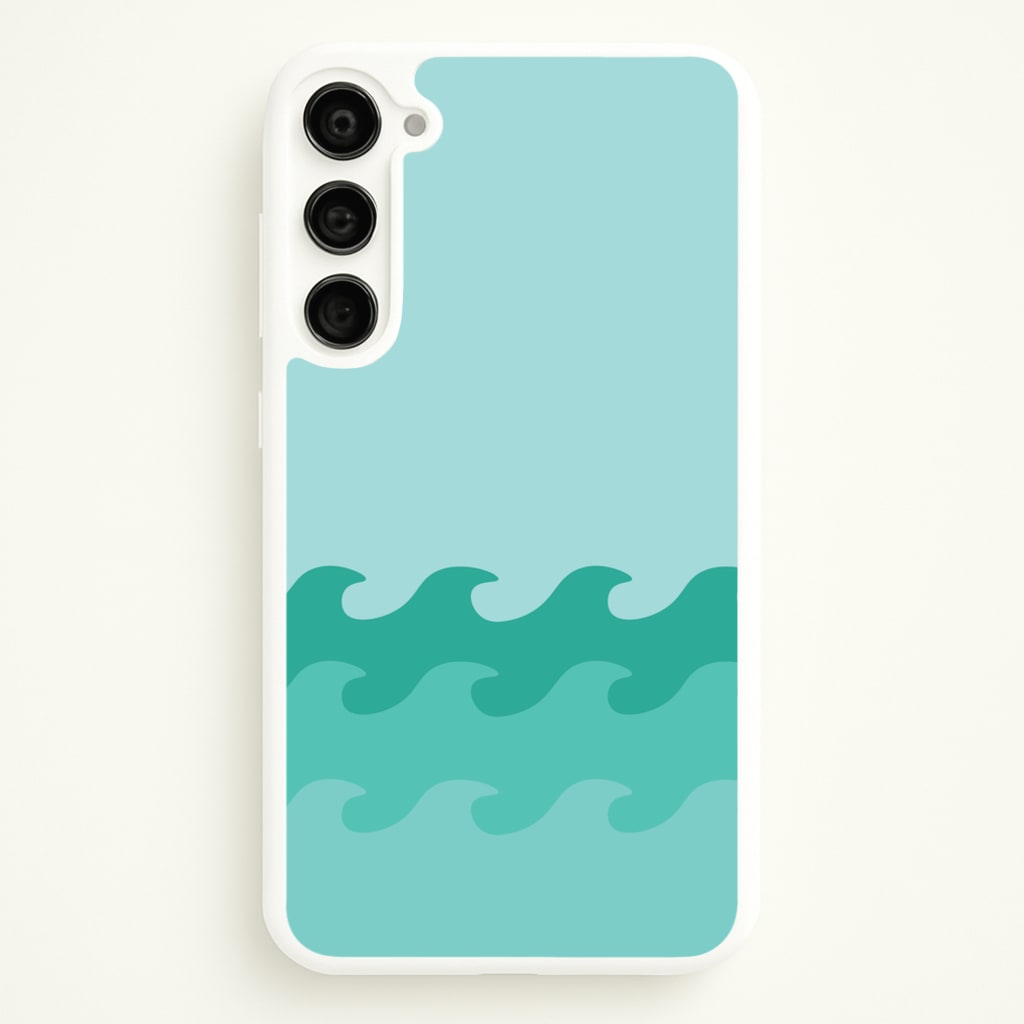 Cyan Beach Waves Pattern - Summer Phone Case for Galaxy S23 Plus
