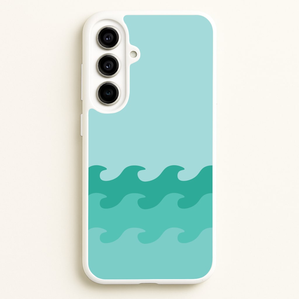 Cyan Beach Waves Pattern - Summer Phone Case for Galaxy A56