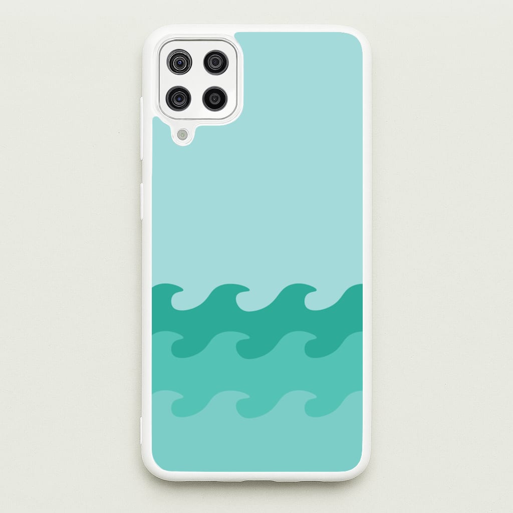 Cyan Beach Waves Pattern - Summer Phone Case for Galaxy A12