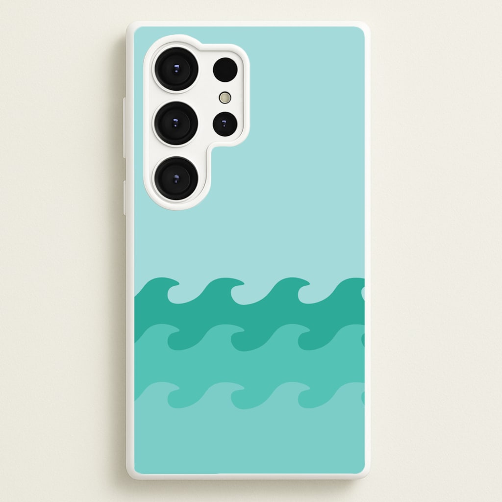 Cyan Beach Waves Pattern - Summer Phone Case for Galaxy S25 Ultra