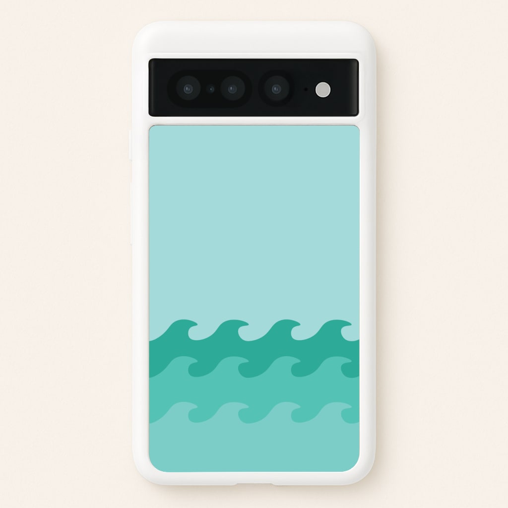 Cyan Beach Waves Pattern - Summer Phone Case for Google Pixel 7 Pro