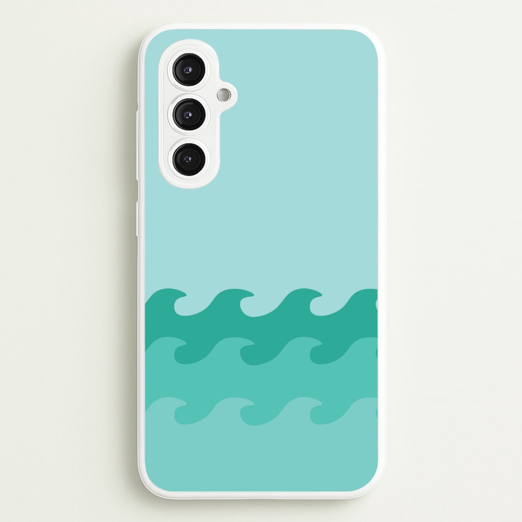 Cyan Beach Waves Pattern - Summer Phone Case for Galaxy S23FE