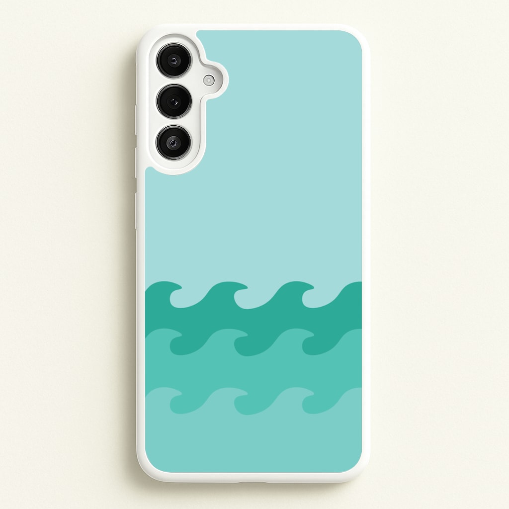 Cyan Beach Waves Pattern - Summer Phone Case for Galaxy A36