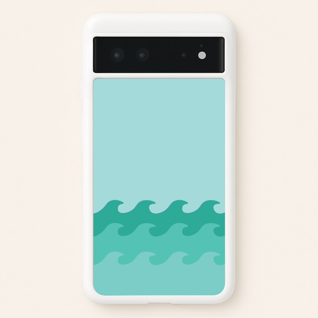 Cyan Beach Waves Pattern - Summer Phone Case for Google Pixel 6