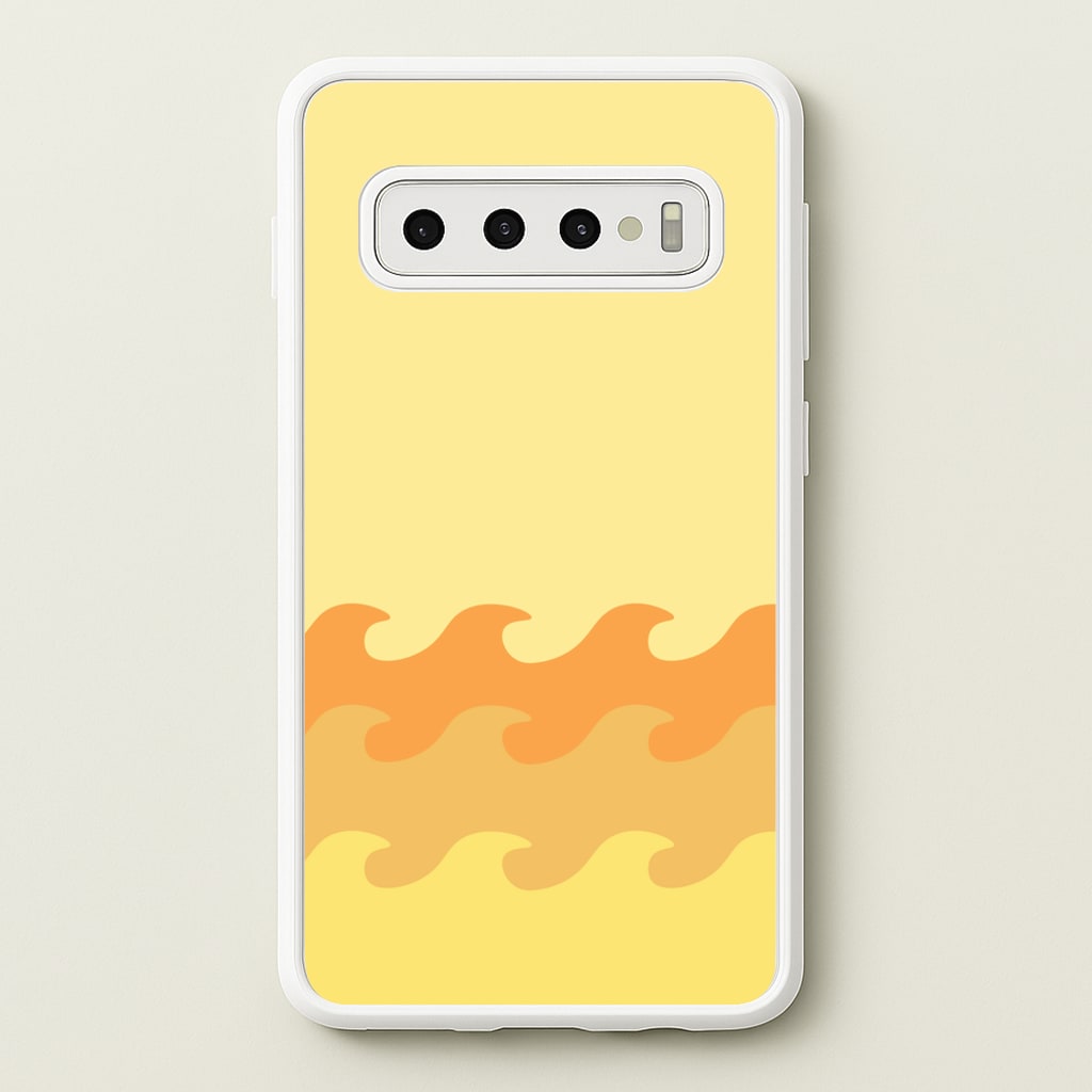 Orange Beach Waves Pattern - Summer Phone Case for Galaxy S10 Plus