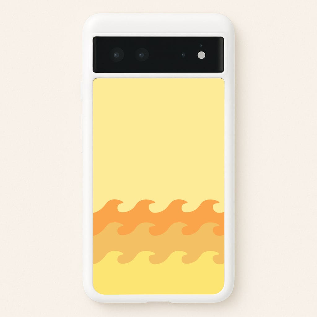 Orange Beach Waves Pattern - Summer Phone Case for Google Pixel 6