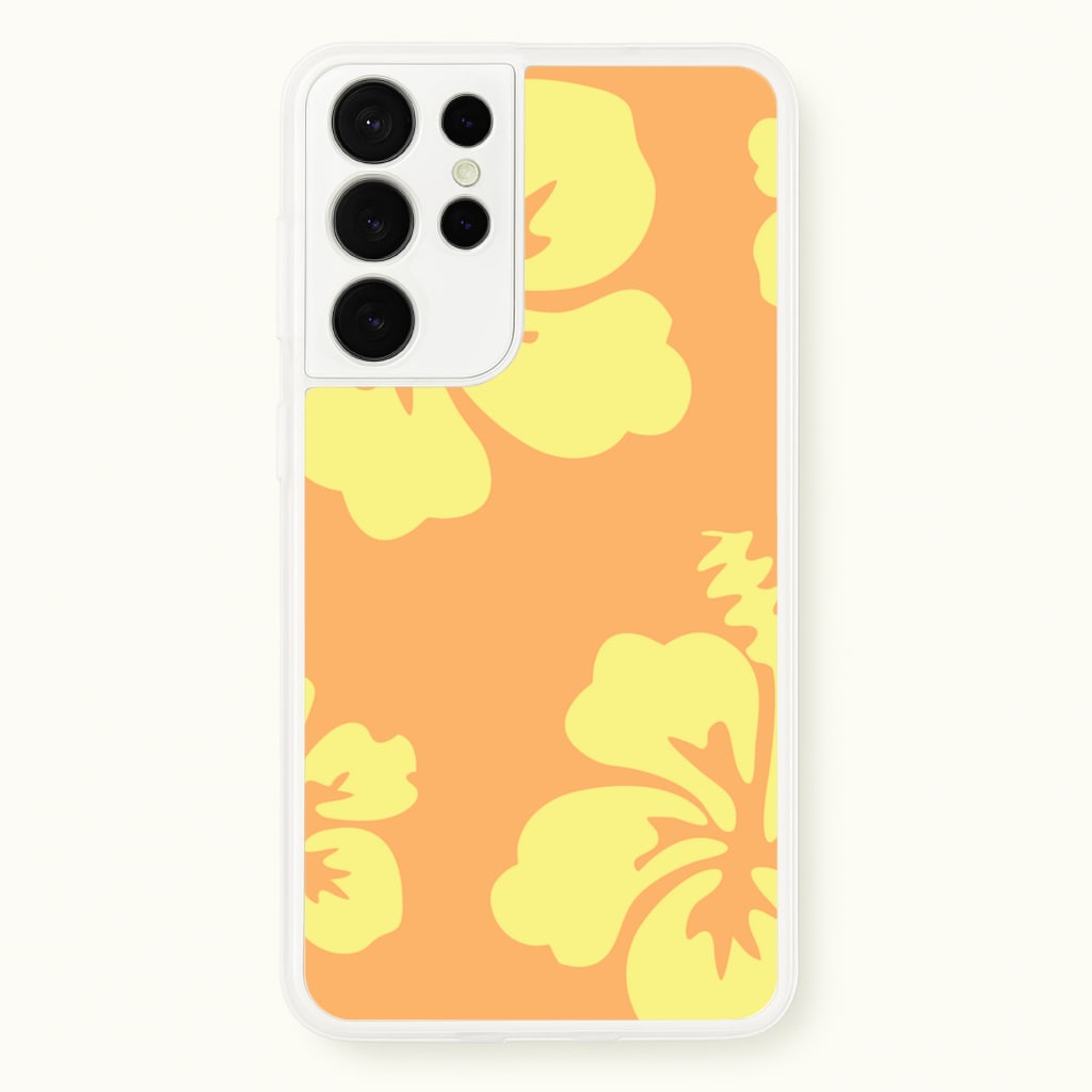 Orange And Yellow Hawaiian Flowers Pattern - Summer Phone Case for Galaxy S21 Ultra
