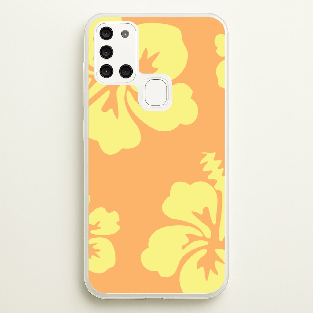 Orange And Yellow Hawaiian Flowers Pattern - Summer Phone Case for Galaxy A21s