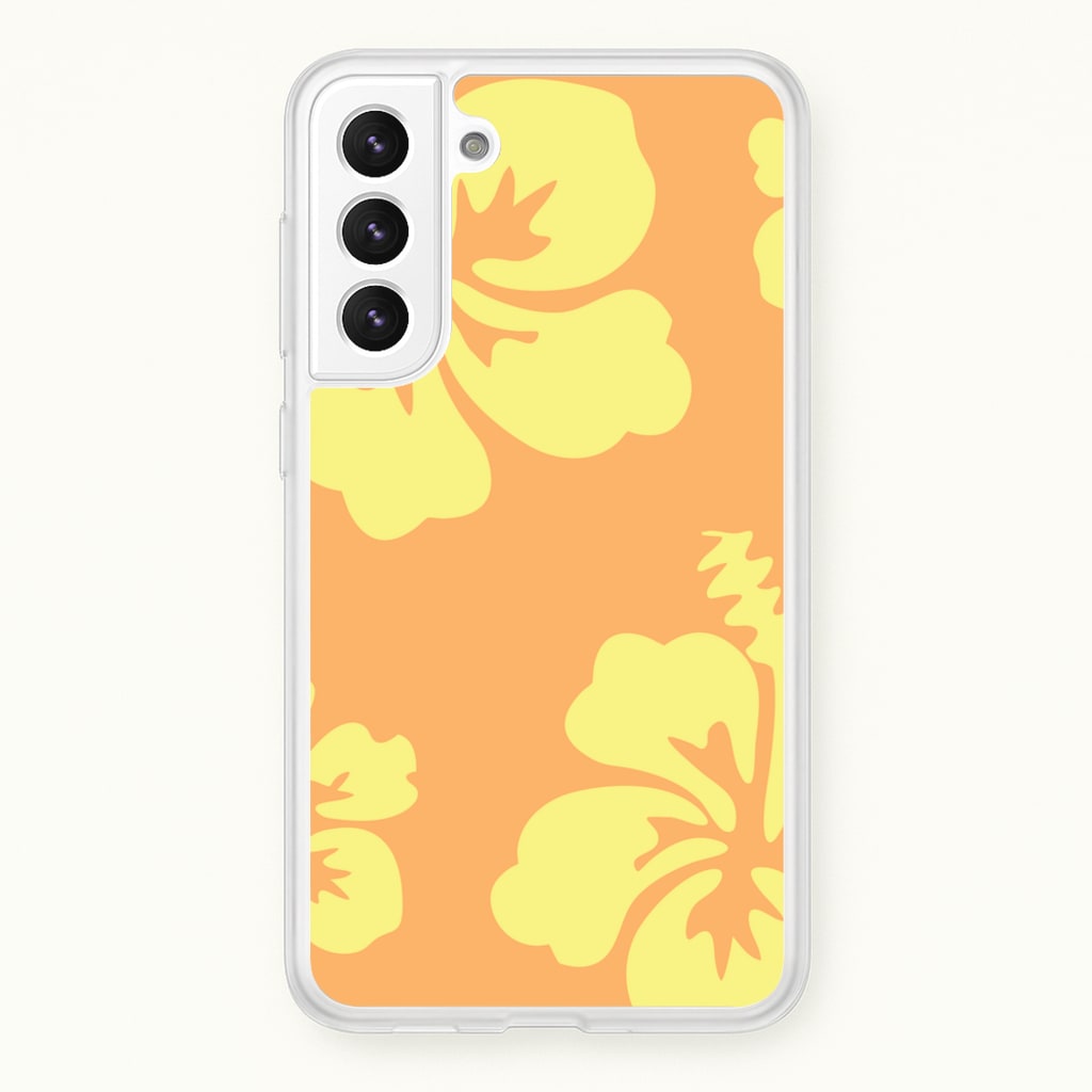 Orange And Yellow Hawaiian Flowers Pattern - Summer Phone Case for Galaxy S21FE