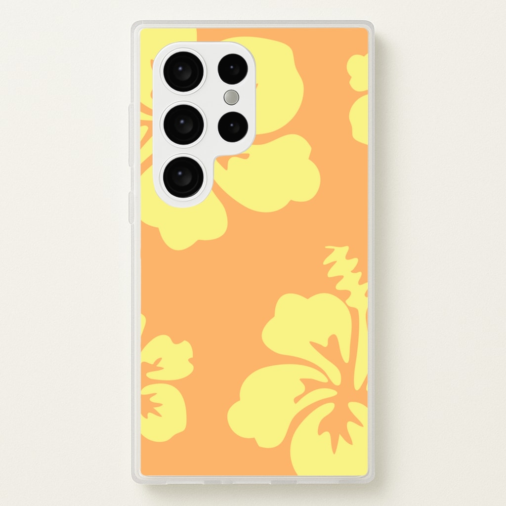Orange And Yellow Hawaiian Flowers Pattern - Summer Phone Case for Galaxy S24 Ultra