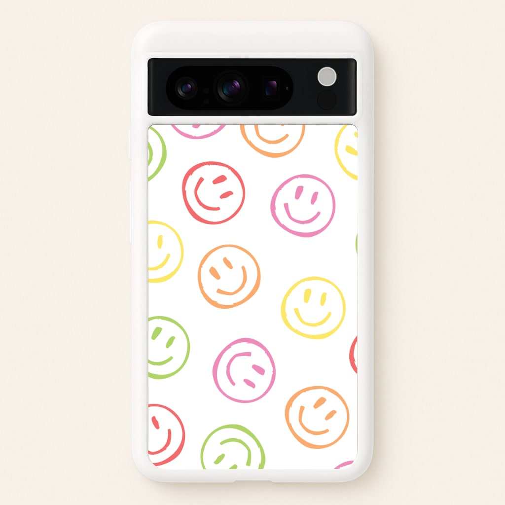 Colourful Sketched Smileys Pattern - Summer Phone Case for Google Pixel 8 Pro