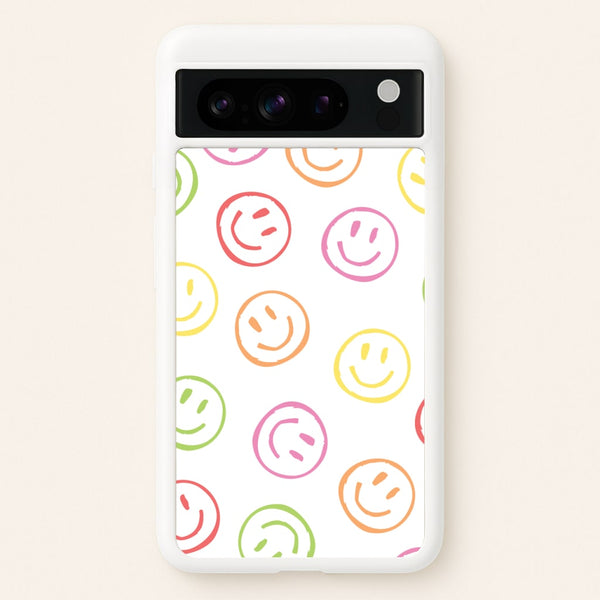 Colourful Sketched Smileys Pattern - Summer Phone Case for Google Pixel 8 Pro