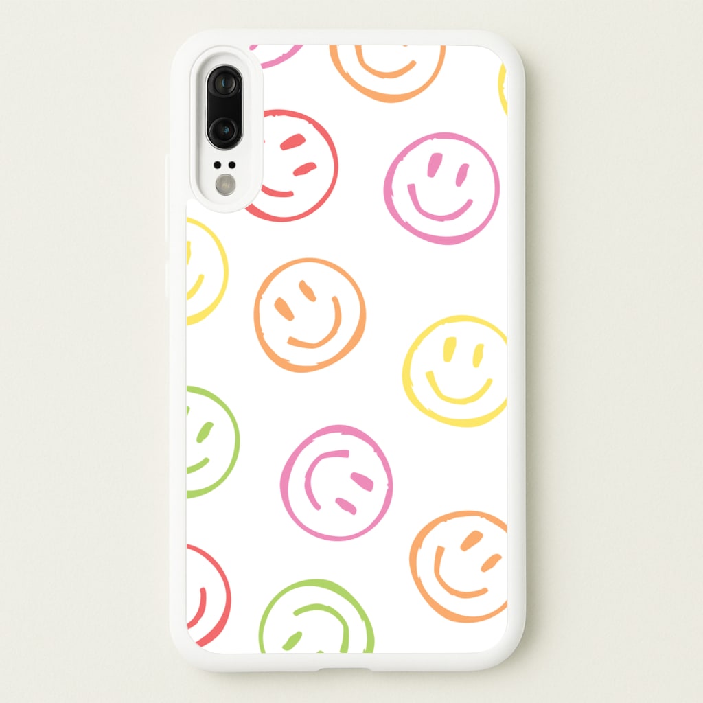 Colourful Sketched Smileys Pattern - Summer Phone Case for Huawei P20