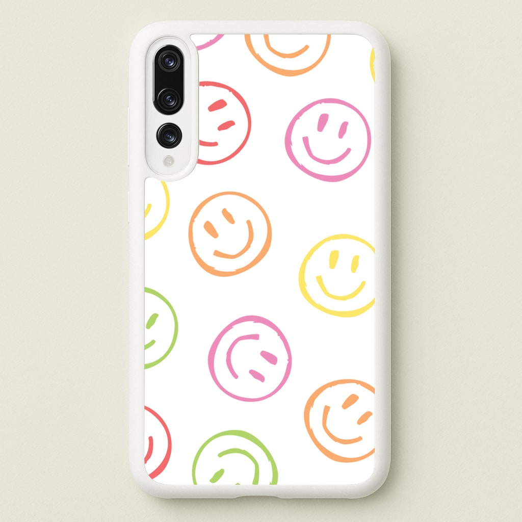 Colourful Sketched Smileys Pattern - Summer Phone Case for Huawei P20 Pro