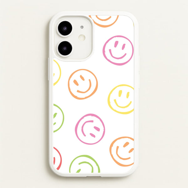 Colourful Sketched Smileys Pattern - Summer Phone Case for iPhone 12 / 12 Pro