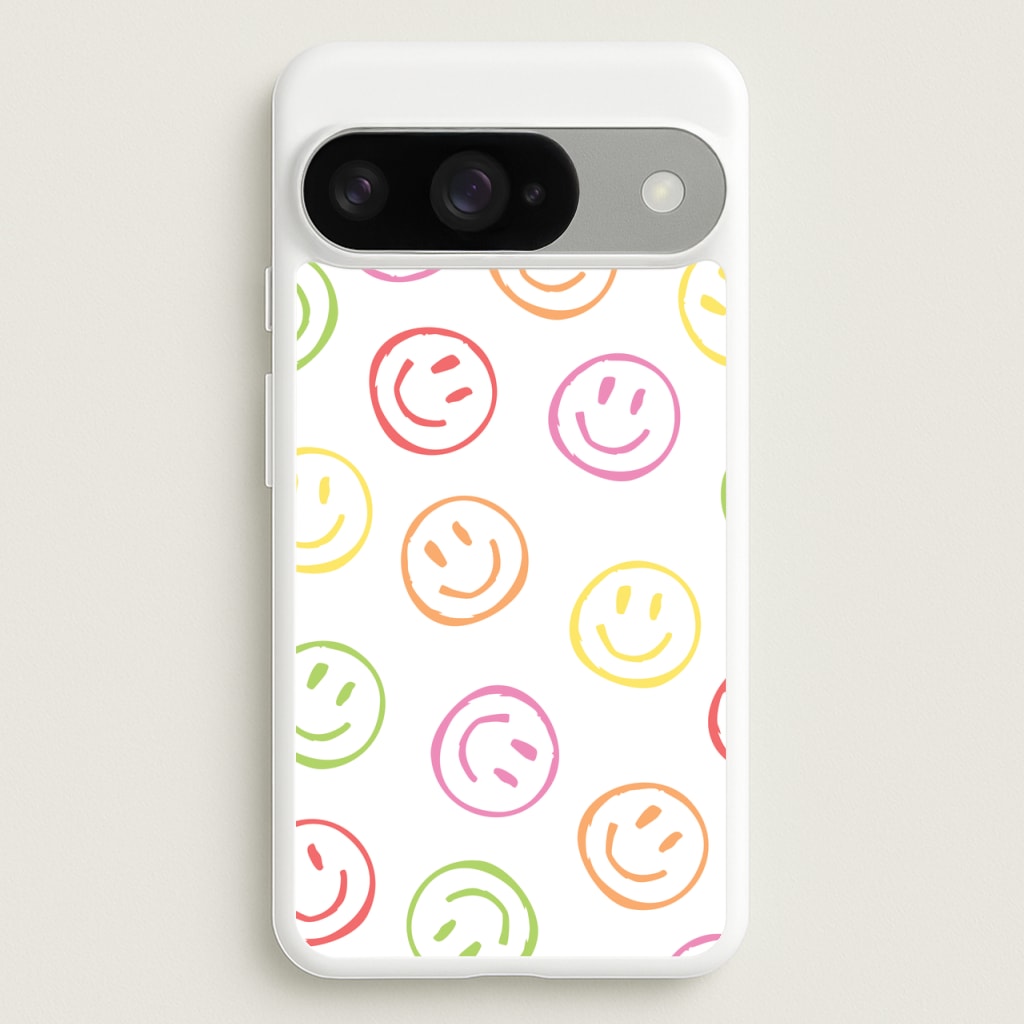 Colourful Sketched Smileys Pattern Phone Case for Google Pixel 10 / 10 Pro