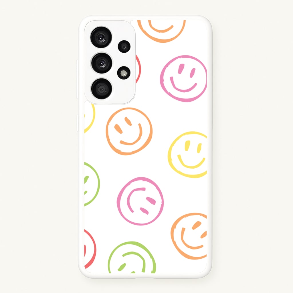 Colourful Sketched Smileys Pattern - Summer Phone Case for Galaxy A53