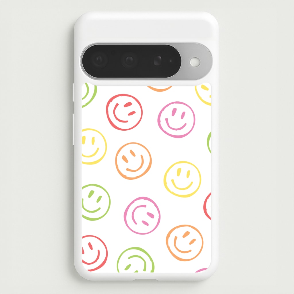 Colourful Sketched Smileys Pattern Phone Case for Google Pixel 10 Pro XL