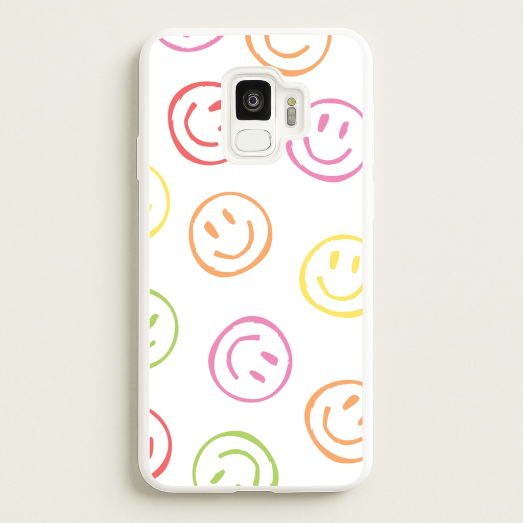 Colourful Sketched Smileys Pattern - Summer Phone Case for Galaxy S9