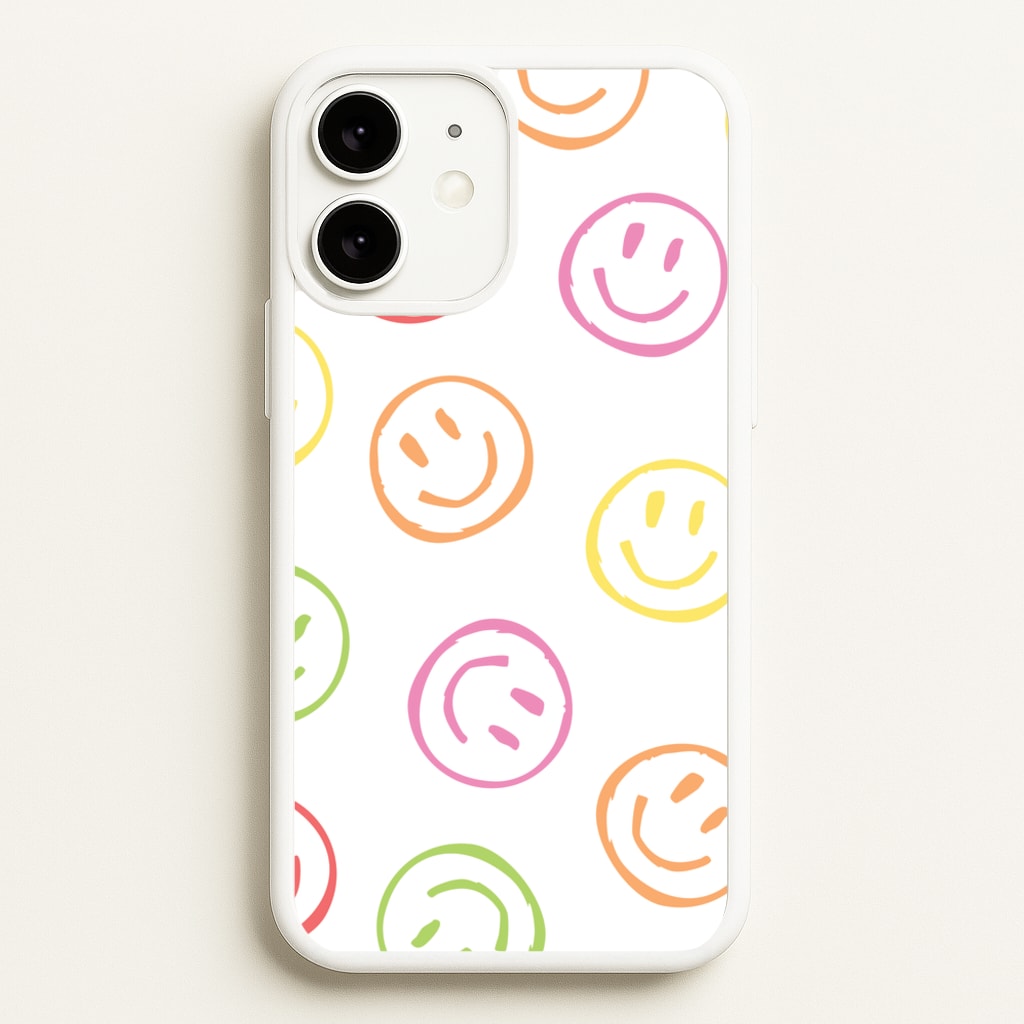 Colourful Sketched Smileys Pattern - Summer Phone Case for iPhone 11