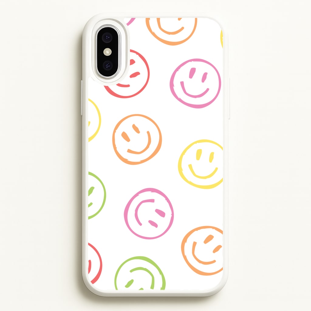 Colourful Sketched Smileys Pattern - Summer Phone Case for iPhone XS Max