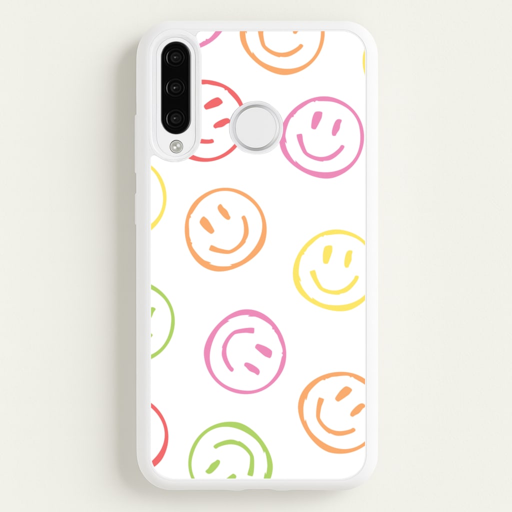 Colourful Sketched Smileys Pattern - Summer Phone Case for Huawei P30 Lite