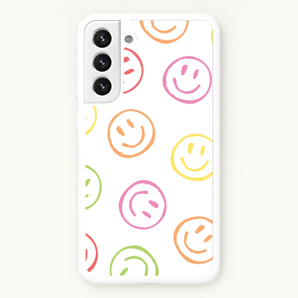 Colourful Sketched Smileys Pattern - Summer Phone Case for Galaxy S21FE