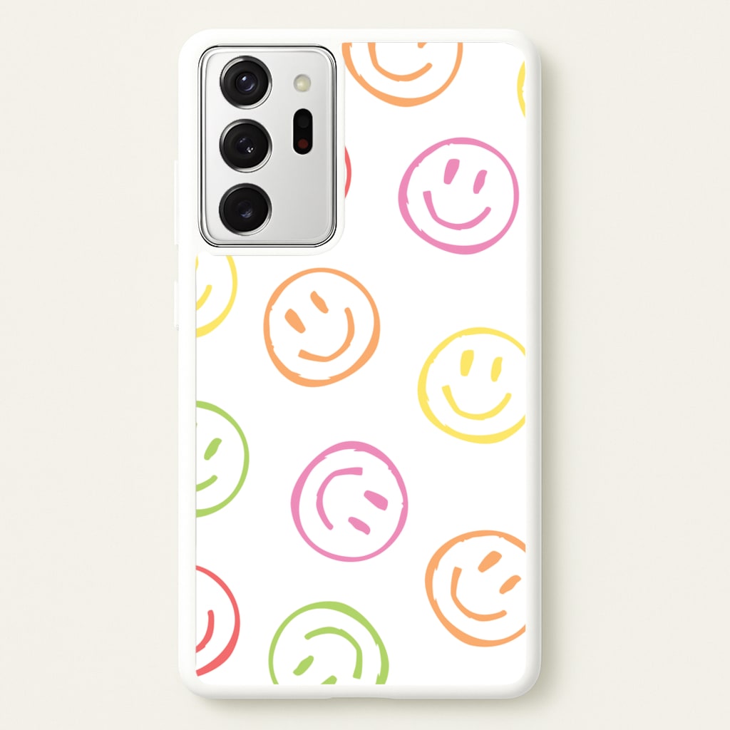 Colourful Sketched Smileys Pattern - Summer Phone Case for Galaxy Note 20 Ultra