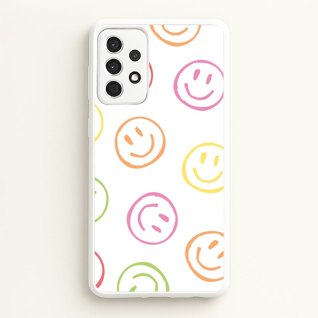 Colourful Sketched Smileys Pattern - Summer Phone Case for Galaxy A52 / A52s