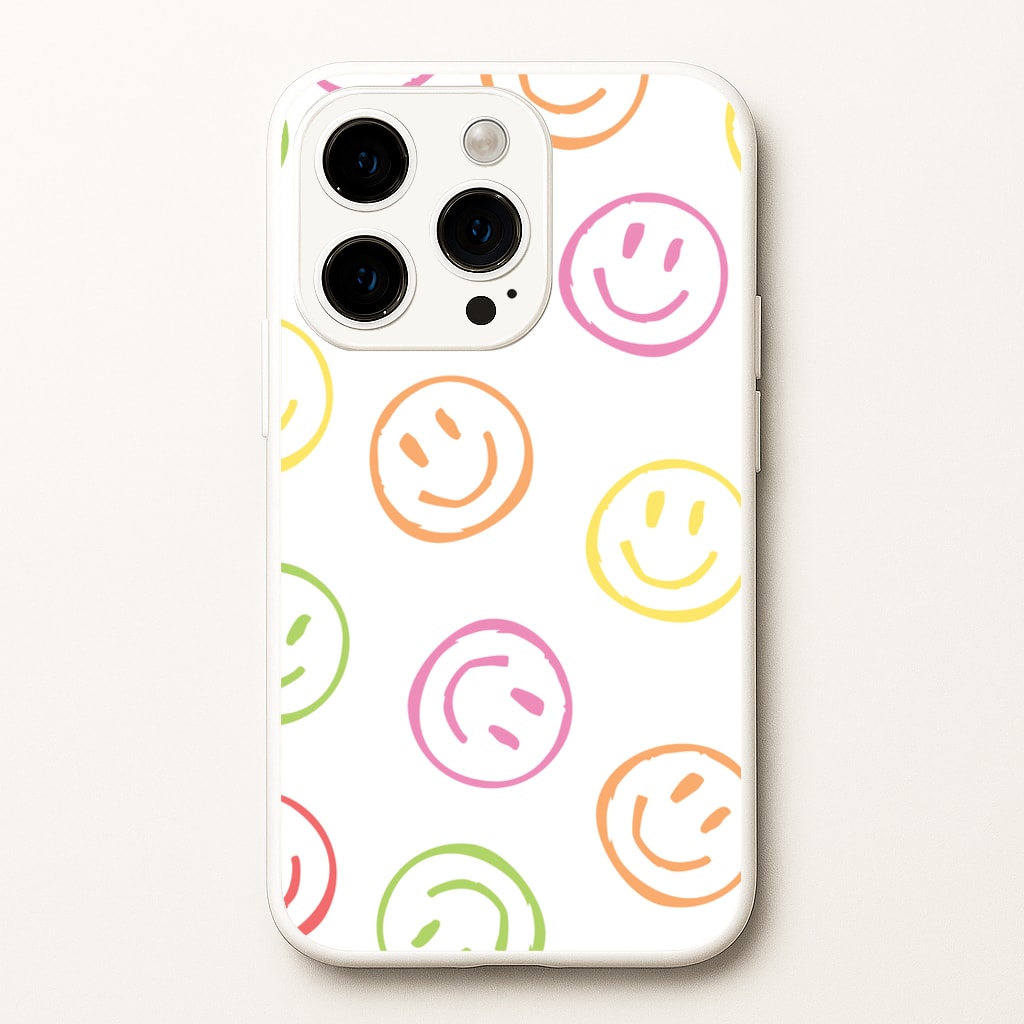 Colourful Sketched Smileys Pattern - Summer Phone Case for iPhone 14 Pro Max