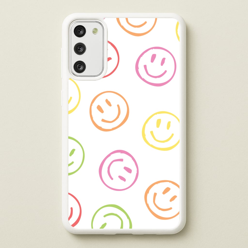 Colourful Sketched Smileys Pattern - Summer Phone Case for Galaxy S20