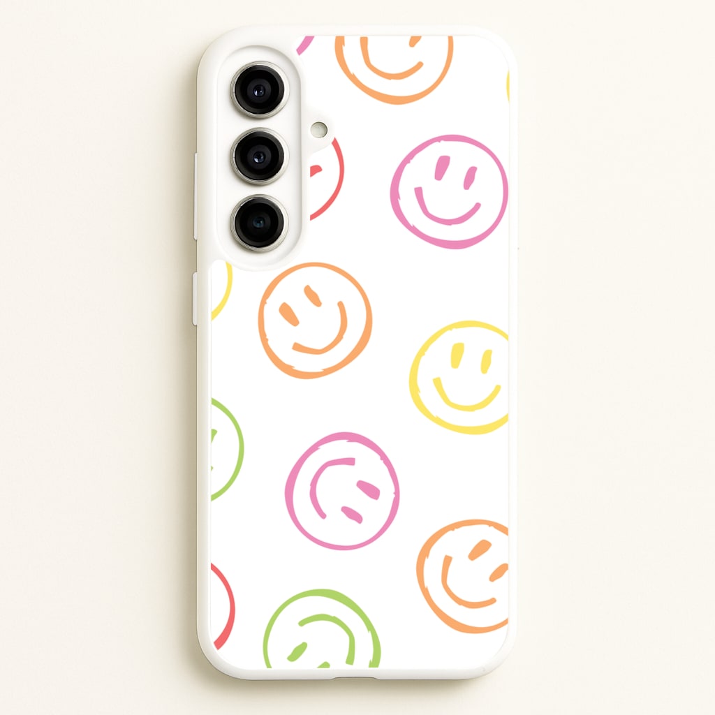 Colourful Sketched Smileys Pattern - Summer Phone Case for Galaxy A56