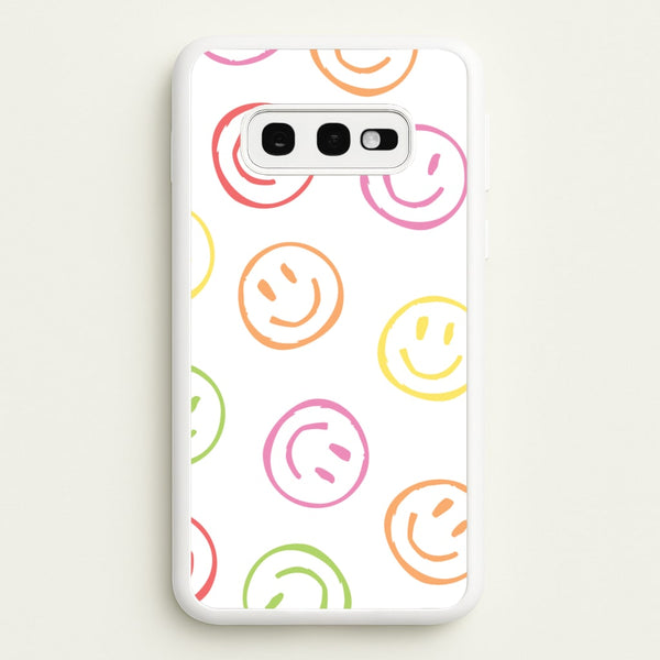 Colourful Sketched Smileys Pattern - Summer Phone Case for Galaxy S10e