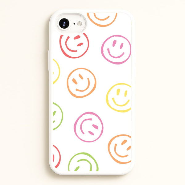 Colourful Sketched Smileys Pattern - Summer Phone Case for iPhone 6 / 7 / 8 / SE