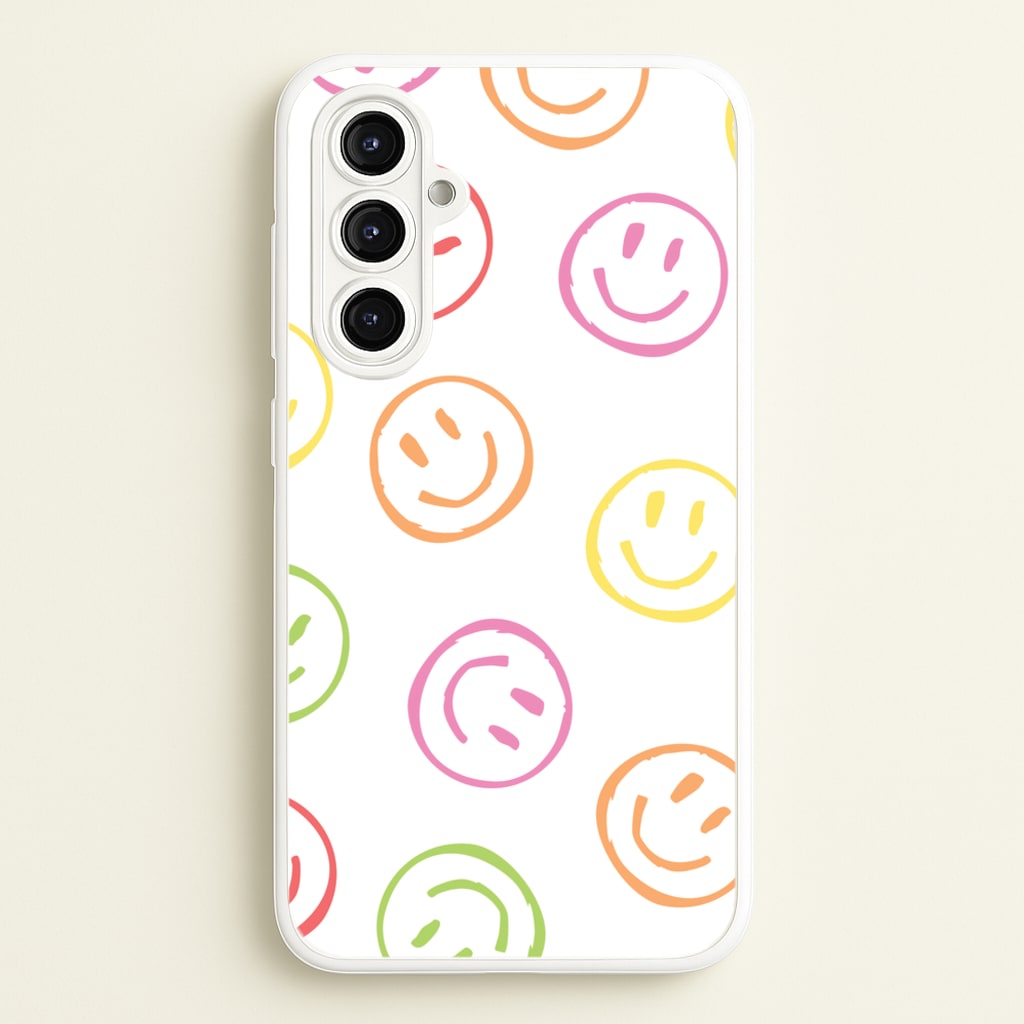 Colourful Sketched Smileys Pattern - Summer Phone Case for Galaxy A16